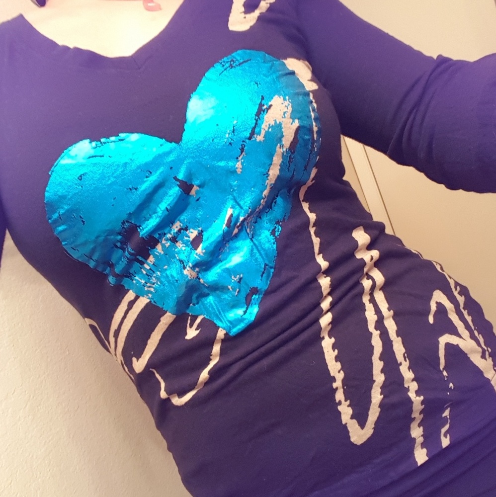 Metallic Blue heart top